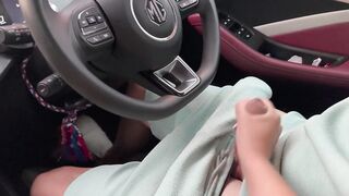 Jerking His Cock While He Drives To Work